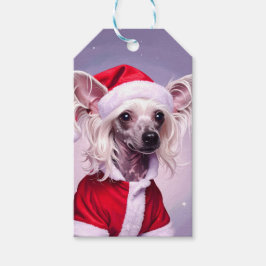 Chinese Crested Santa Christmas Presentetikett