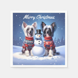 Chinese Crested & Snowman Christmas Pappersservett