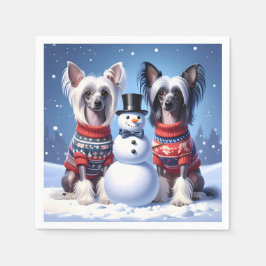 Chinese Crested & Snowman Pappersservett