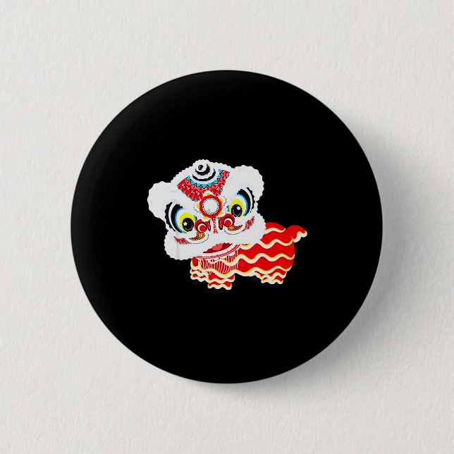 Chinese Cute Traditional Dancing Lion Art Happy Ne Knapp (Framsida)