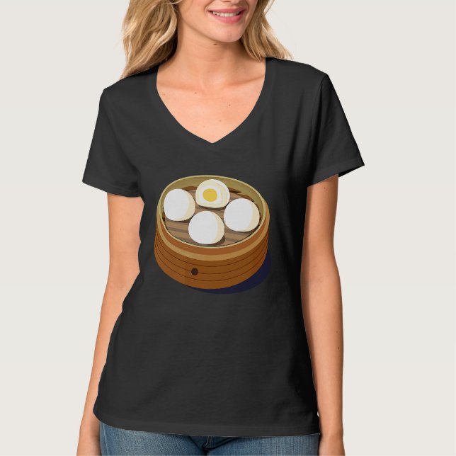 Chinese Dim Sum Sweet Bun Foodie T Shirt (Framsida)