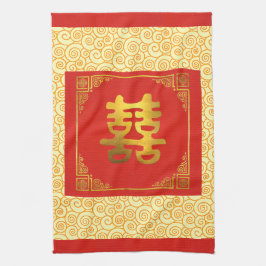 Chinese double happiness cloth kökshandduk