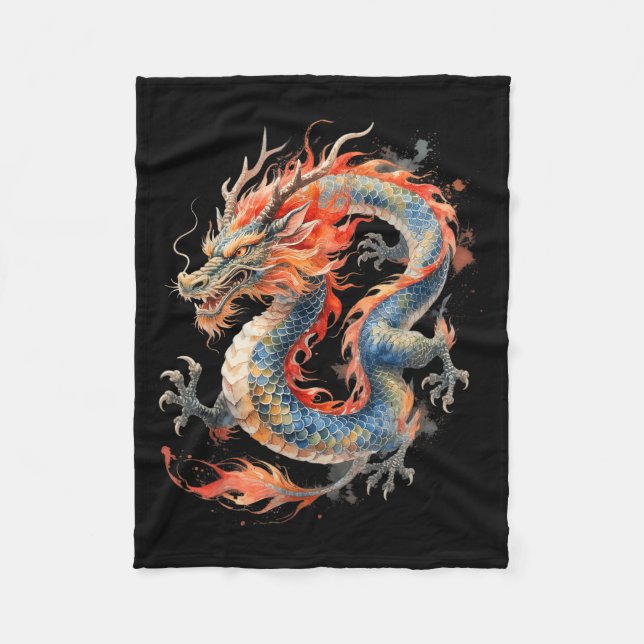 Chinese Dragon Asian Mythology Zodiac  Fleecefilt (Framsidan)
