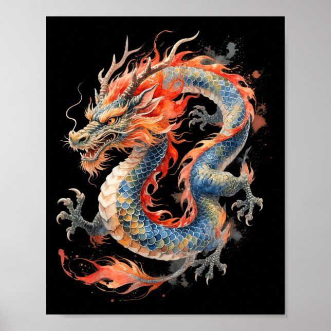 Chinese Dragon Asian Mythology Zodiac  Poster (Framsidan)