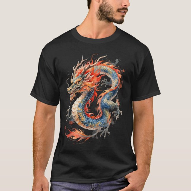 Chinese Dragon Asian Mythology Zodiac  T Shirt (Framsida)