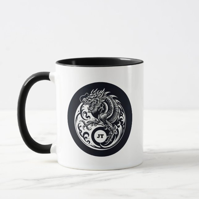Chinese Dragon in Black and White Personalized Mugg (Vänster)