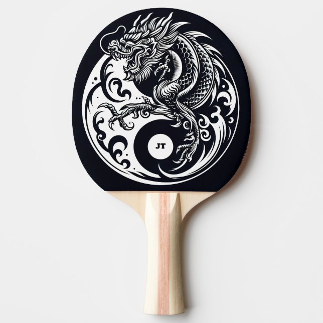 Chinese Dragon in Black and White Personalized Pingisracket (Framsidan)