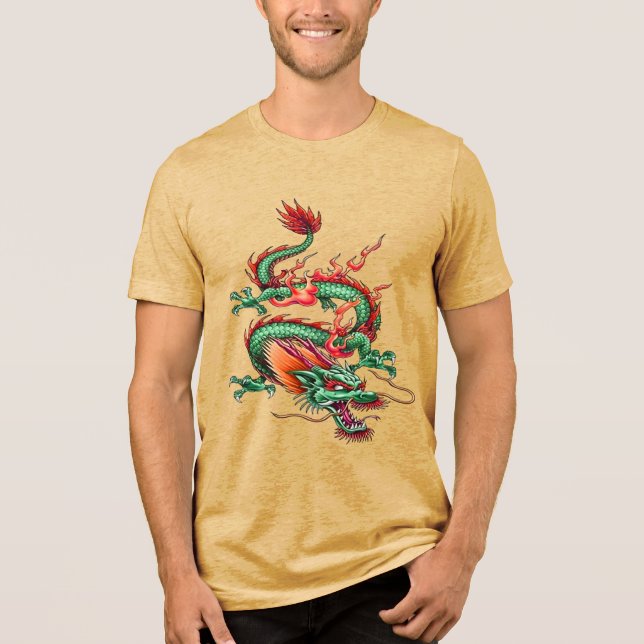 Chinese Eastern Green Dragon Mythical Creature  T Shirt (Framsida)