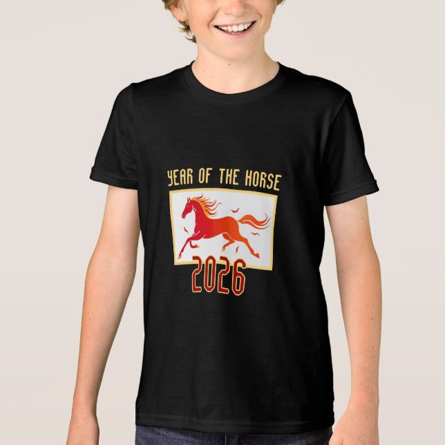 Chinese Fire Horse New Year 2026 Kid's T Shirt (Framsida)