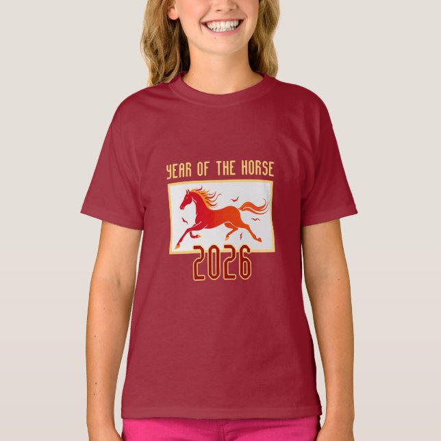 Chinese Fire Horse New Year 2026 Kid's T Shirt (Framsida)