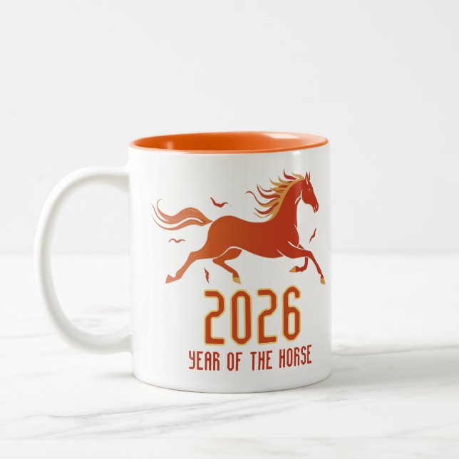 Chinese Fire Horse New Year 2026  Två-Tonad Mugg (Vänster)
