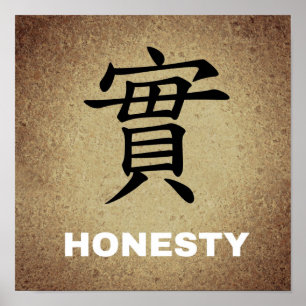 CHINESE HONESTY SYMBOL CHARACTER UTTRYCKES FEELI POSTER