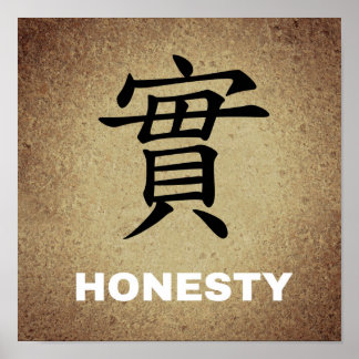CHINESE HONESTY SYMBOL CHARACTER UTTRYCKES FEELI POSTER