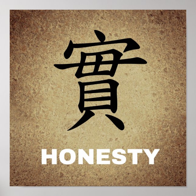 CHINESE HONESTY SYMBOL CHARACTER UTTRYCKES FEELI POSTER (Framsidan)