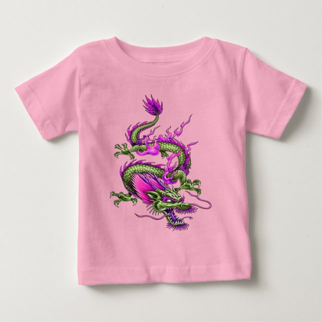 Chinese Horned Dragon Mythical Flood Making T Shirt (Framsida)