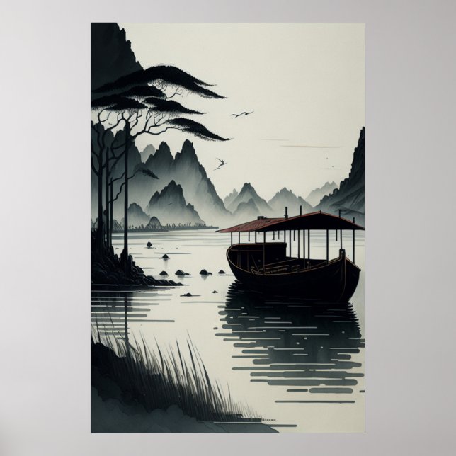 Chinese ink painting of Ninh Binh town Poster (Framsidan)