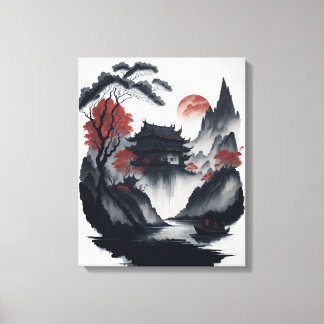 Chinese ink painting on scroll canvastryck