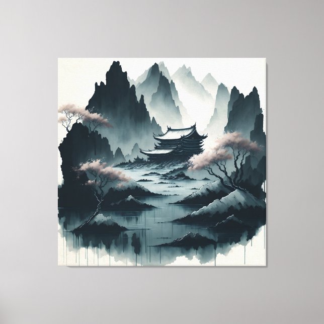 Chinese ink scroll paintings canvastryck (Framsida)