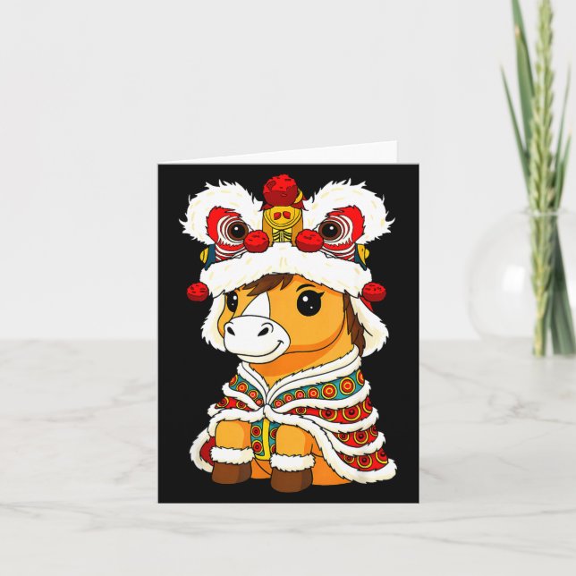 Chinese Lunar New Year Lion Dance Cute Horse China Kort (Framsida)