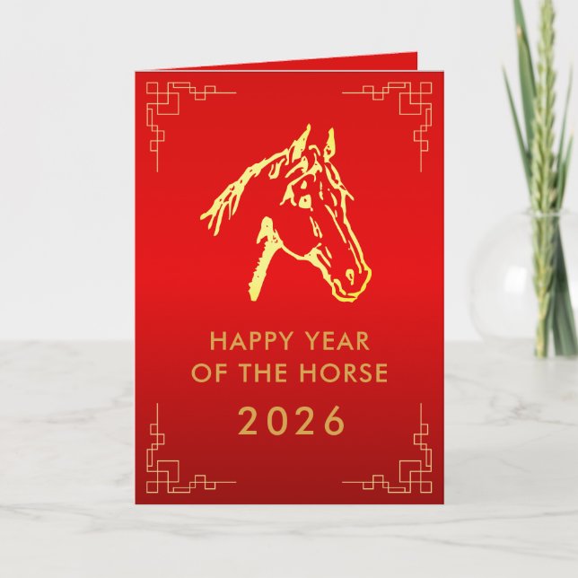 Chinese lunar New Year - Year of the Horse 2026 Kort (Framsida)