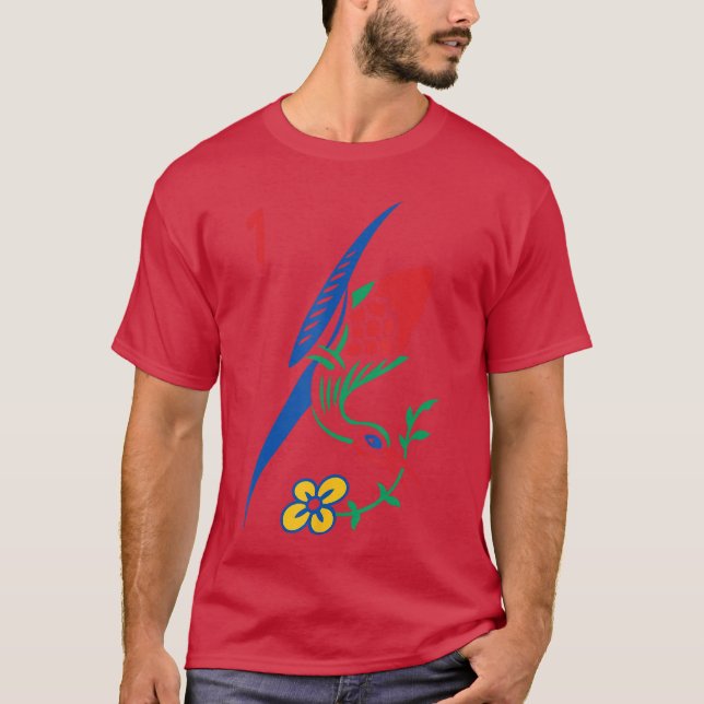 Chinese Mahjong Gameile One Bamboo Sozu Bird Mens  T Shirt (Framsida)