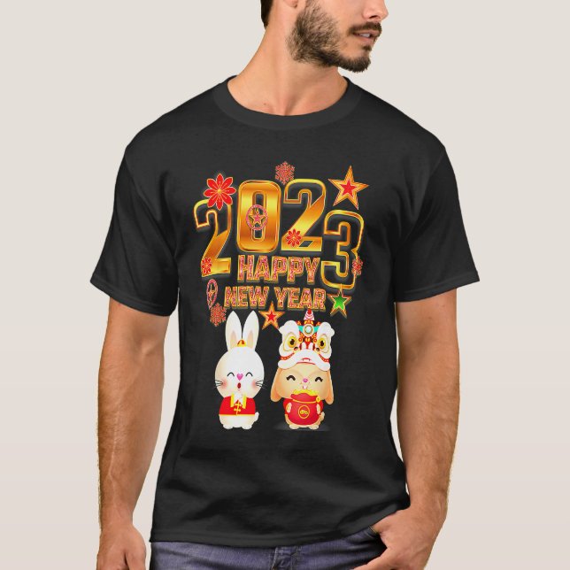 CHINESE NEW YEAR 2023 Year Of The Rabbit Women Men T Shirt (Framsida)