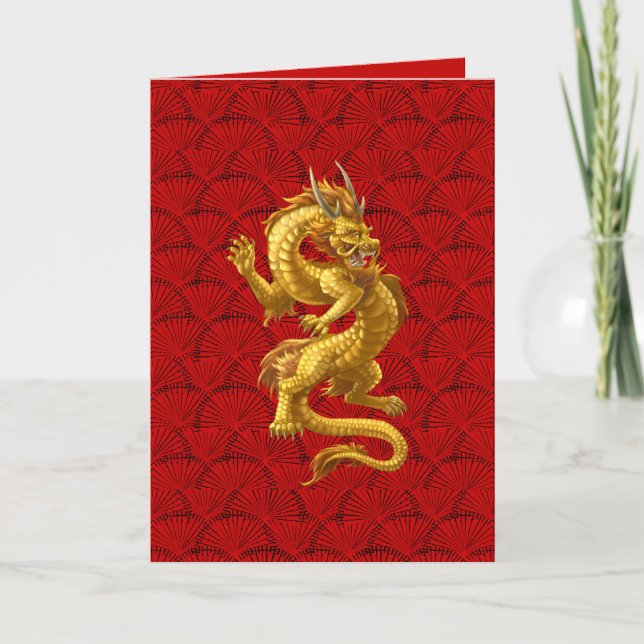 Chinese New Year 2024 Dragon Greeting Card Kort (Framsida)