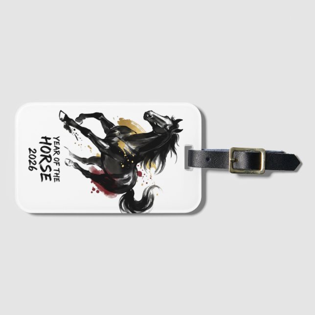 Chinese New Year 2026 Horse Art Bagagebricka (Framsida horisontal)