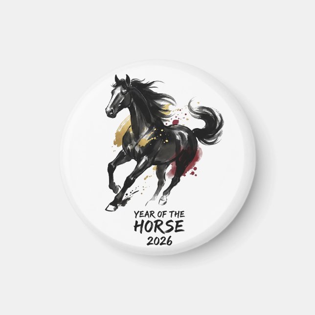 Chinese New Year 2026 Horse Art Magnet (Framsidan)