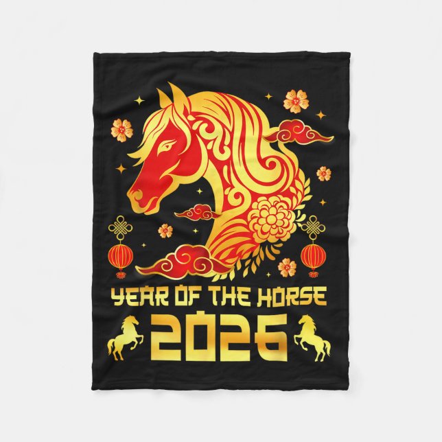 Chinese New Year 2026 Horse Happy Chinese New Year Fleecefilt (Framsidan)