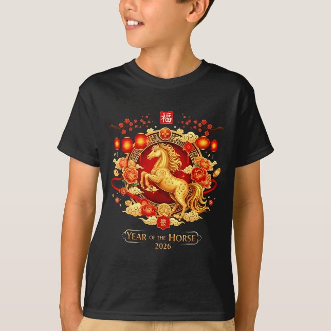 Chinese New Year 2026 Horse Happy Chinese New Year T Shirt (Framsida)