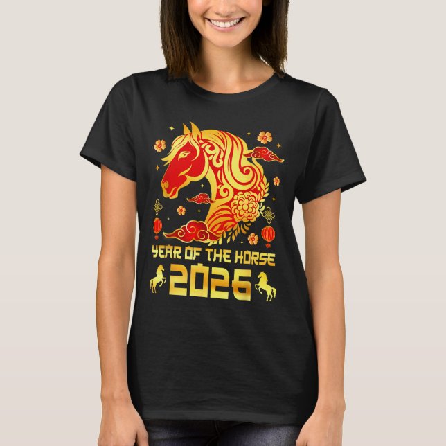 Chinese New Year 2026 Horse Happy Chinese New Year T Shirt (Framsida)