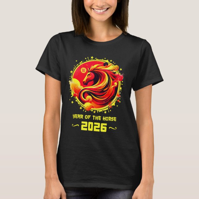 Chinese New Year 2026 Horse Happy Chinese New Year T Shirt (Framsida)