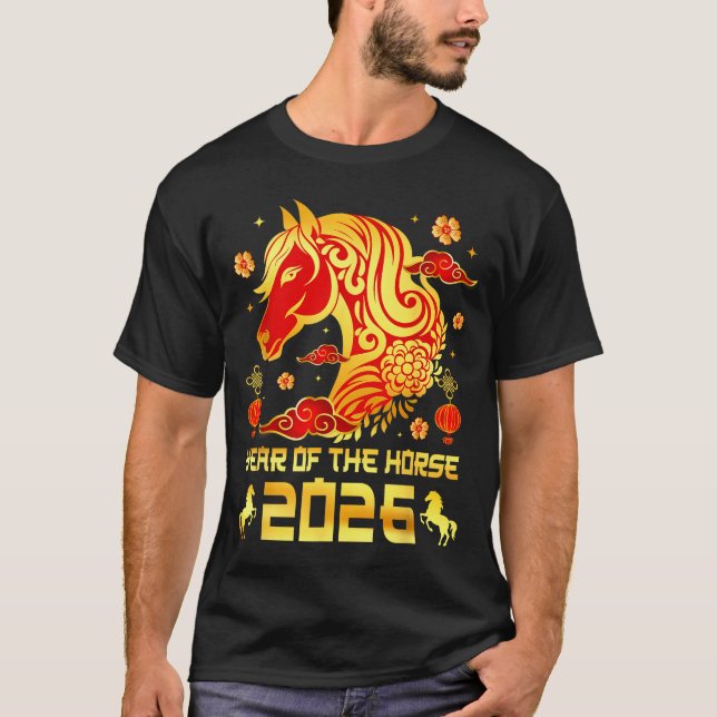 Chinese New Year 2026 Horse Happy Chinese New Year T Shirt (Framsida)