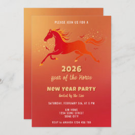 Chinese New Year 2026 Horse New Year Party Inbjudningar