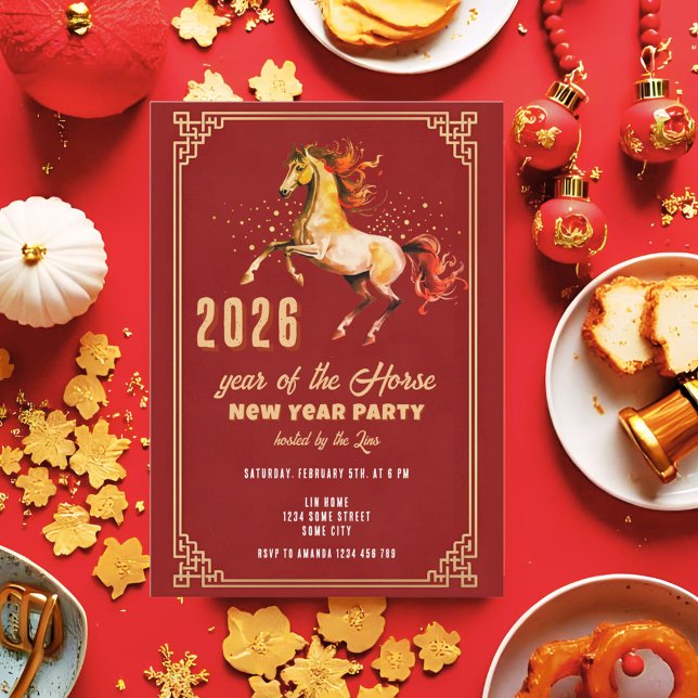 Chinese New Year 2026 Horse New Year Party Inbjudningar (Skapare uppladdad)