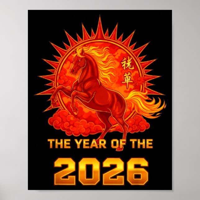Chinese New Year 2026 Of The Fire Horse Men Women  Poster (Framsidan)
