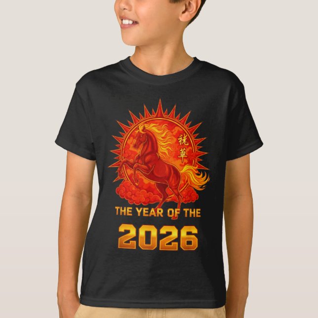 Chinese New Year 2026 Of The Fire Horse Men Women  T Shirt (Framsida)