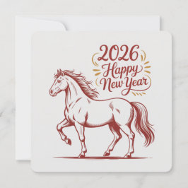 Chinese New Year 2026 Red Fire Horse Card