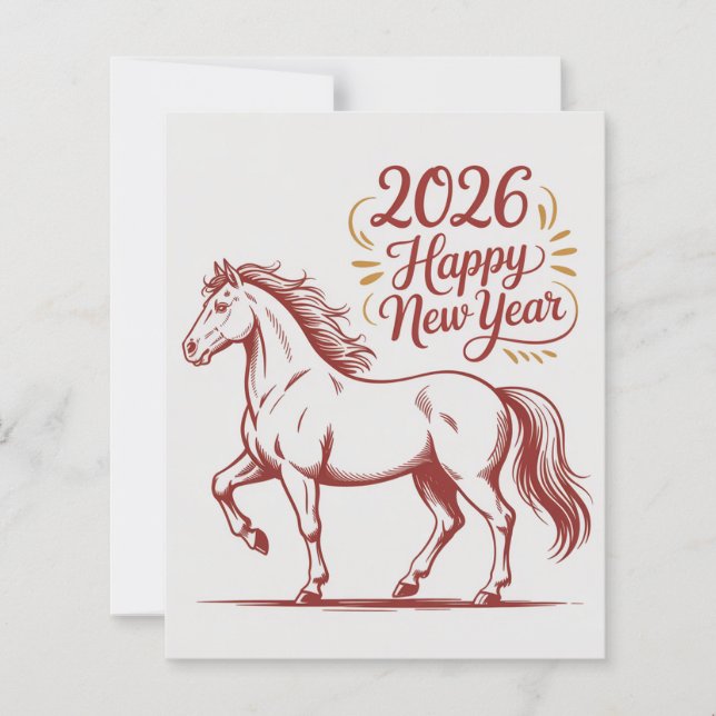 Chinese New Year 2026 Red Fire Horse Card (Framsida)