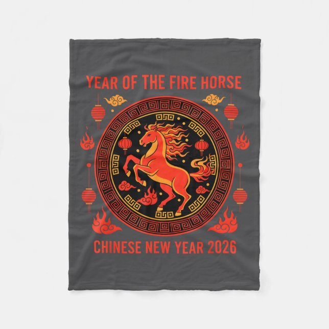 Chinese New Year 2026 Year Of The Fire Horse  Fleecefilt (Framsidan)
