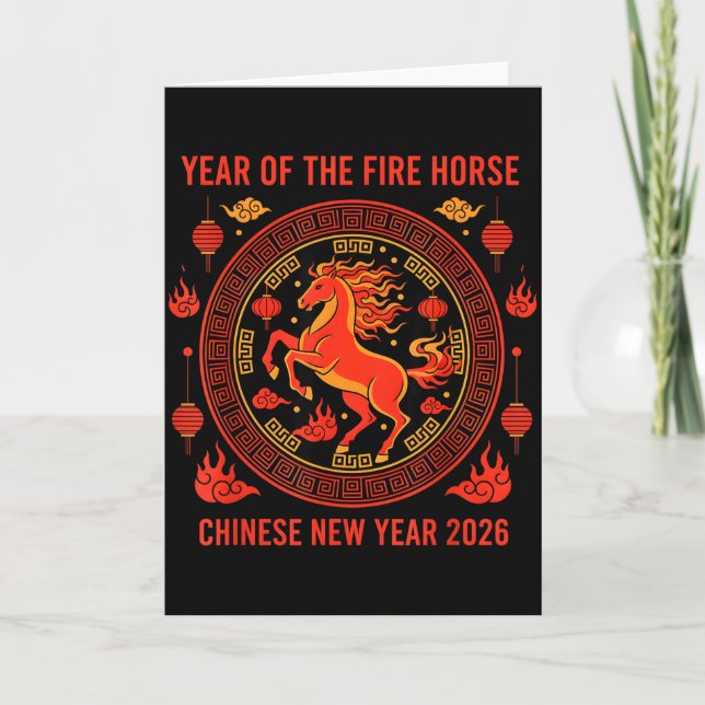 Chinese New Year 2026 Year Of The Fire Horse  Kort (Framsida)