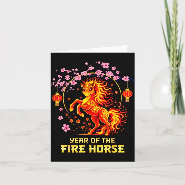 Chinese New Year 2026 Year Of The Fire Horse  Kort (Framsida)