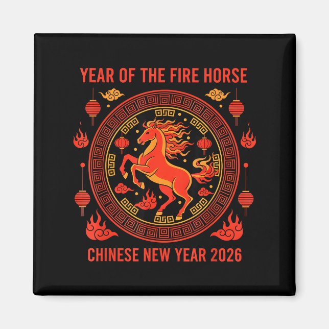 Chinese New Year 2026 Year Of The Fire Horse  Magnet (Framsidan)