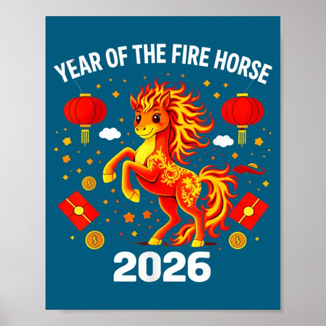 Chinese New Year 2026 Year Of The Fire Horse  Poster (Framsidan)