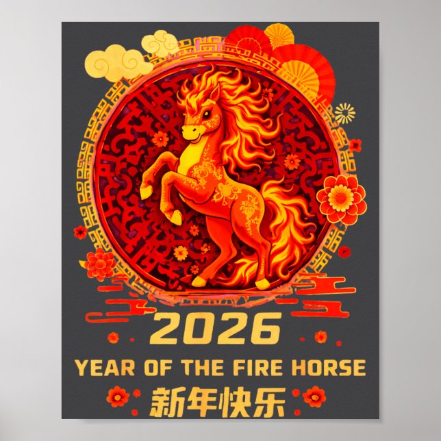 Chinese New Year 2026 Year Of The Fire Horse  Poster (Framsidan)