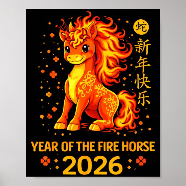 Chinese New Year 2026 Year Of The Fire Horse  Poster (Framsidan)