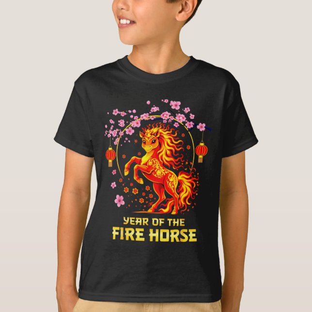 Chinese New Year 2026 Year Of The Fire Horse  T Shirt (Framsida)