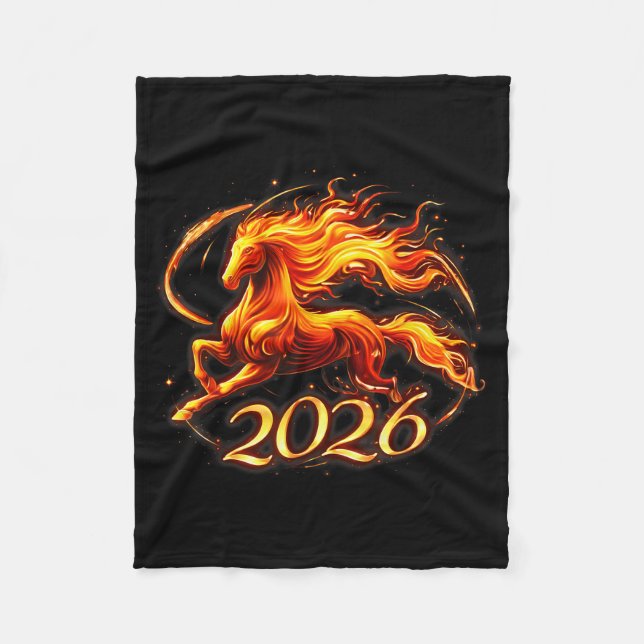 Chinese New Year 2026 Year Of The Horse Fire Horse Fleecefilt (Framsidan)