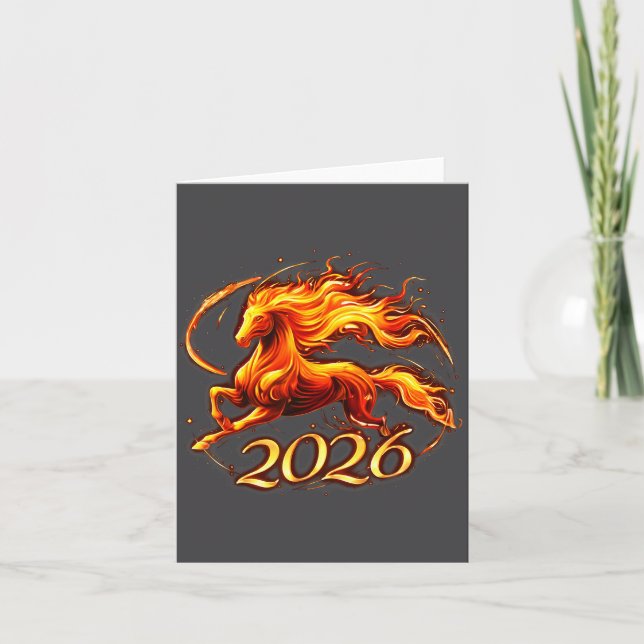 Chinese New Year 2026 Year Of The Horse Fire Horse Kort (Framsida)